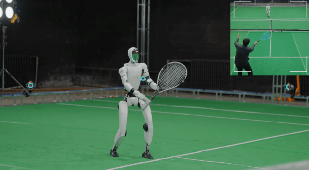 robot-playing-tennis-holding-racket-on-green-court-inset-shows-human-opponent-hitting-ball – Robótica, Inteligencia Artificial, Automatización